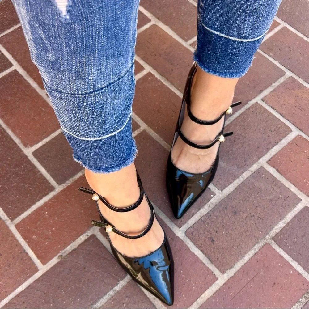 Louise et Cie Jolanie Pump Witchy Mary Jane Heels Black Patent Leather Size 10